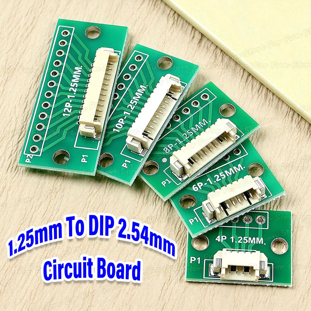 For-Fun 1/2/5PCS 1.25MM Pitch to DIP 2.54MM PCB 4/6/8/10/12Pin Terminal Test Board Adapter FPC FFC Connector Circuit Board