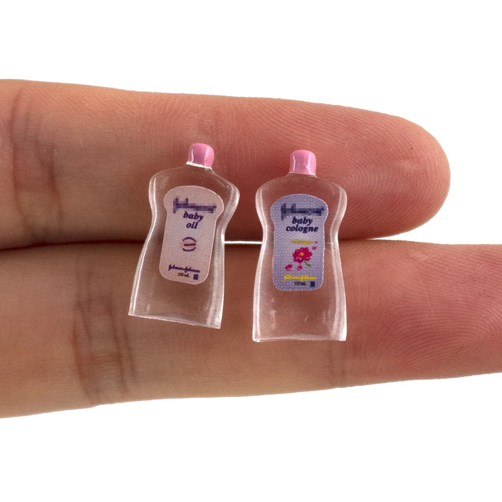 2Pcs 1/12 Doll House Miniature Resin BB Cream Baby Oil Simulation Skin Care Model Toys for Mini Decoration Dollhouse Accessories