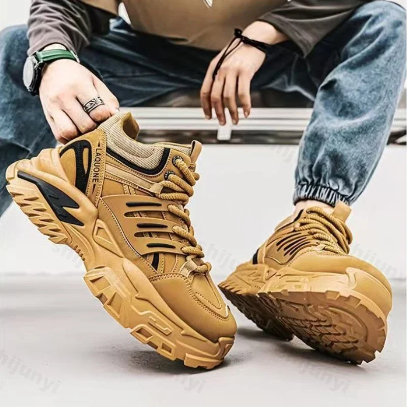 

Men's Platform Hiking Shoes 2025 New Autumn Height Increase Outdoor Non Slip Sneakers Comfortable Lace Up Trendy Casual Shoes