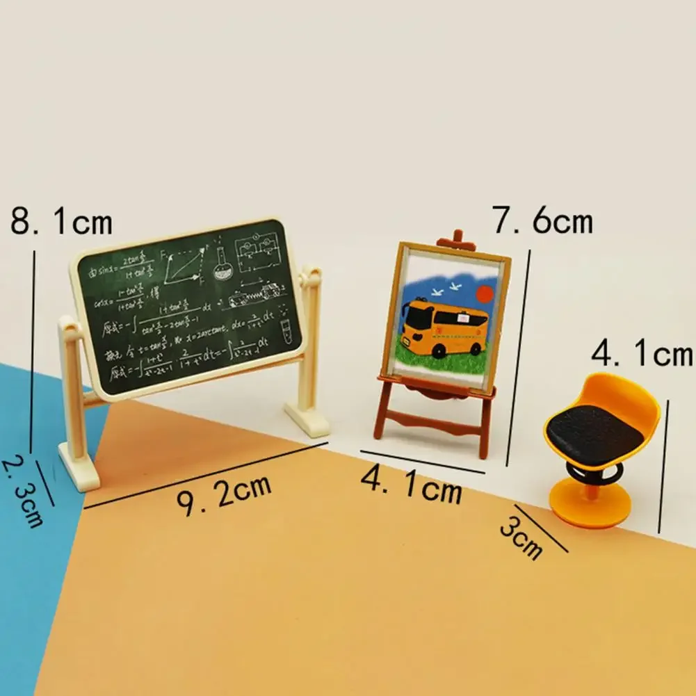 1:12 인형 집 미니어처 교실 책상 세트 미니 하우스 학교 가구 액세서리 용 미니어처 학교 책상 칠판 모델