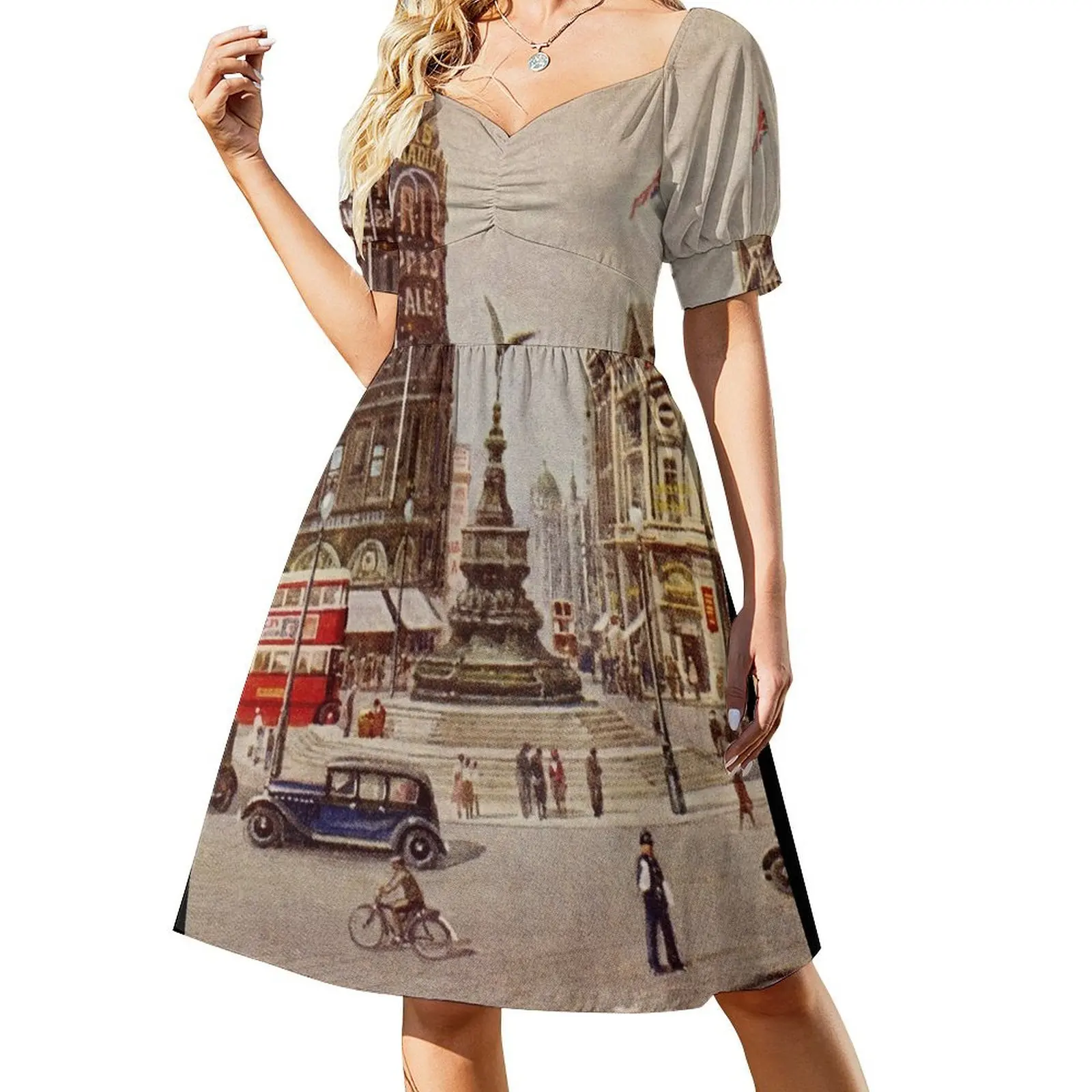 

Vintage Piccadilly Circus London Short-Sleeved Dress Party dresses for women prom dress 2025
