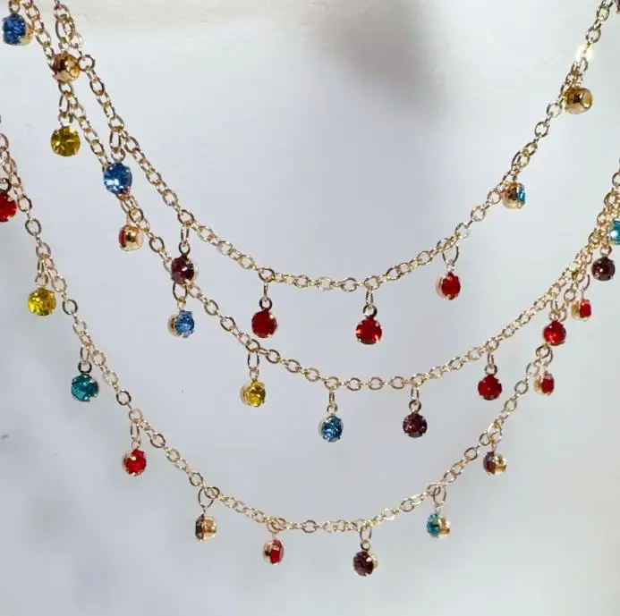 1Meter Colorful Crystal Pendant Copper Chain for DIY Necklace Bracelet Tassel Hair Accessories Bag Chain Jewelry Making Supplies view 3