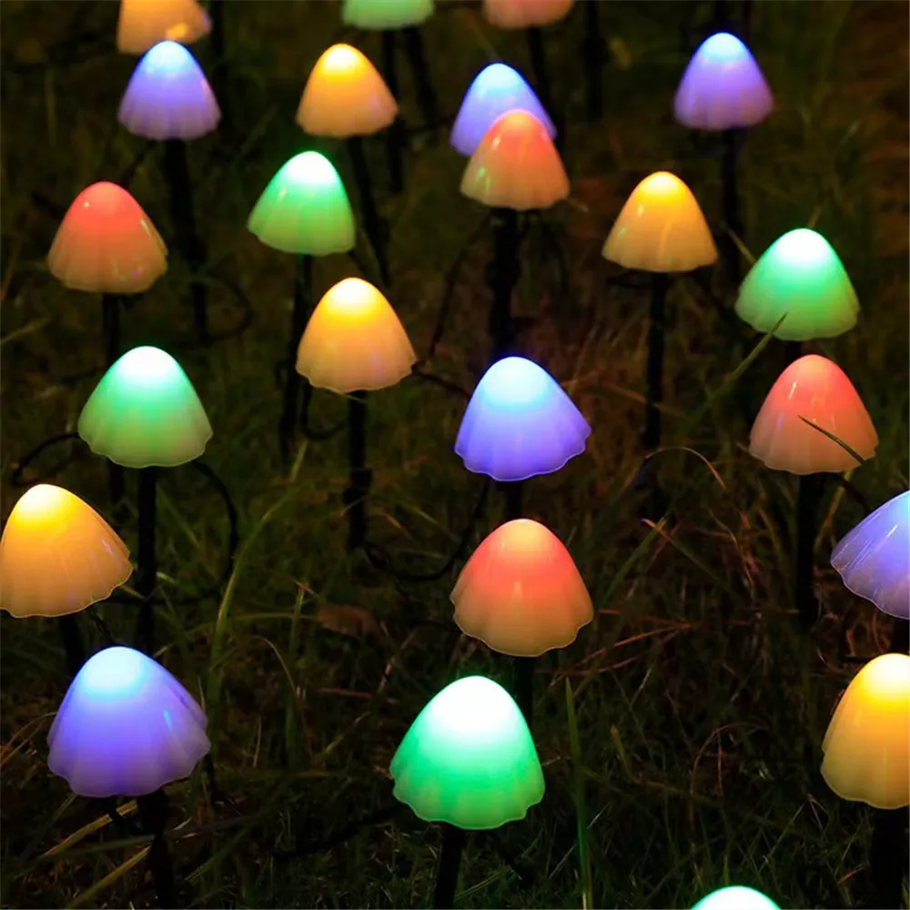 LED Solar String Lights 5m Fairy Path Lawn Landscape Mushroom Lamp for Outdoor Christmas Garden Patio and Street Decoration