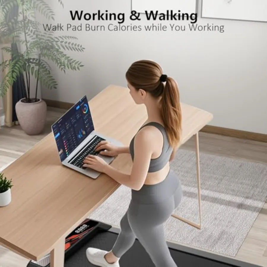 Under Desk Treadmill for Home and Office Use Steel Frame Walking Pad with Black Finish Ultra-Quiet 2.5 HP Motor 15 Incline LED