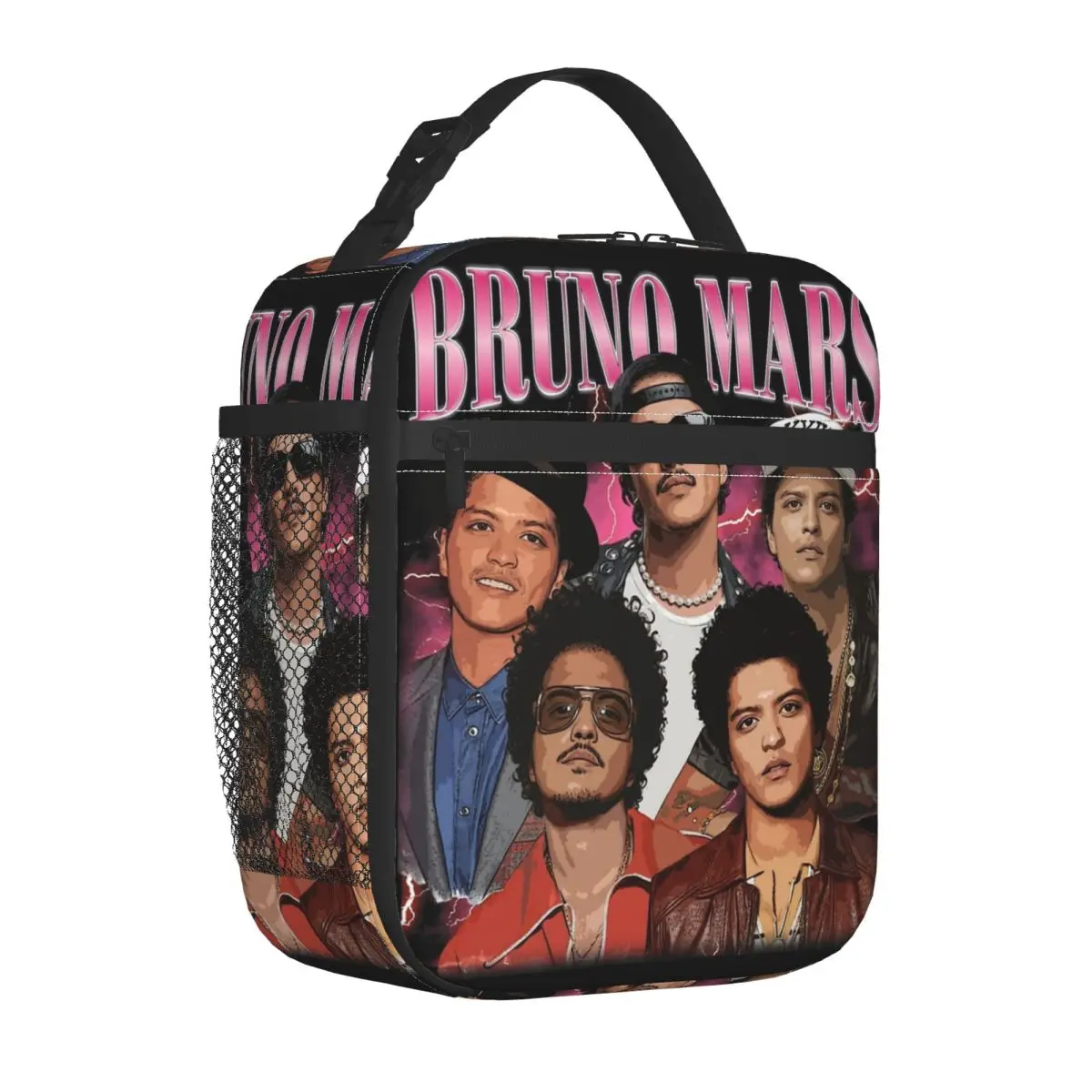 

Insulated Lunch Tote Bag Bruno Mars Vintage 90s Merch Lunch Food Box Harajuku Thermal Cooler Bento Box For School