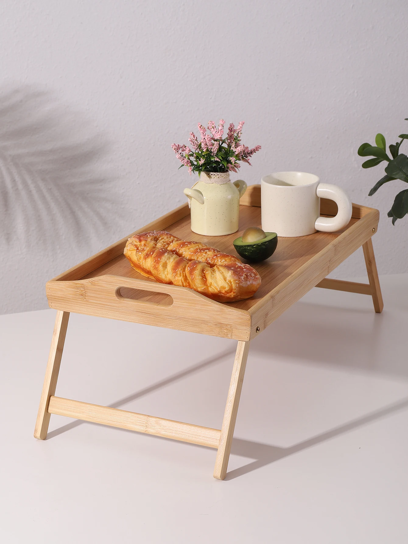 1pc Foldable Bed Tray Table for Eating Wood Breakfast Tray with Foldable Legs Versatile Design Small Dining Table for Bed