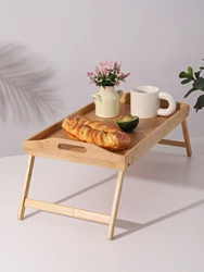 1pc Foldable Bed Tray Table for Eating Wood Breakfast Tray with Foldable Legs Versatile Design Small Dining Table for Bed