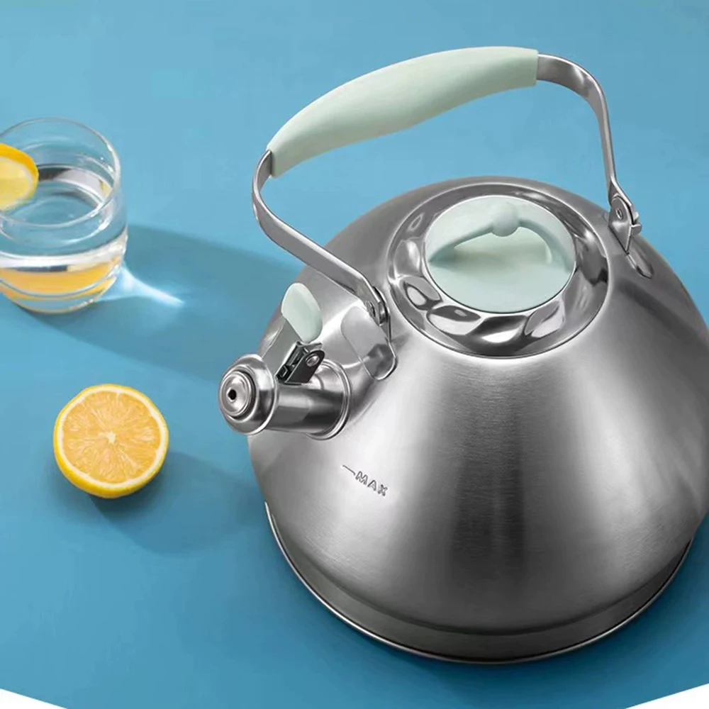 Japanese style 304 stainless steel whistle kettle, Thickened composite bottom teapot, Induction Cooker boiling water kettle,4.3L