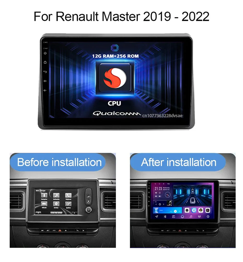 Android 14 Carplay Auto For Renault Master 2019 2020 2021 2022 Car Radio Navigation DVD Video Player 2 Din Stereo 360 Camera DSP