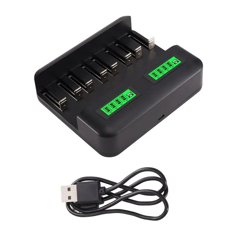 ABJF-LCD Smart Battery 8 Slot For AA AAA C D Ni-MH Rechargeable Batteries LCD Smart Nimh With Type-C
