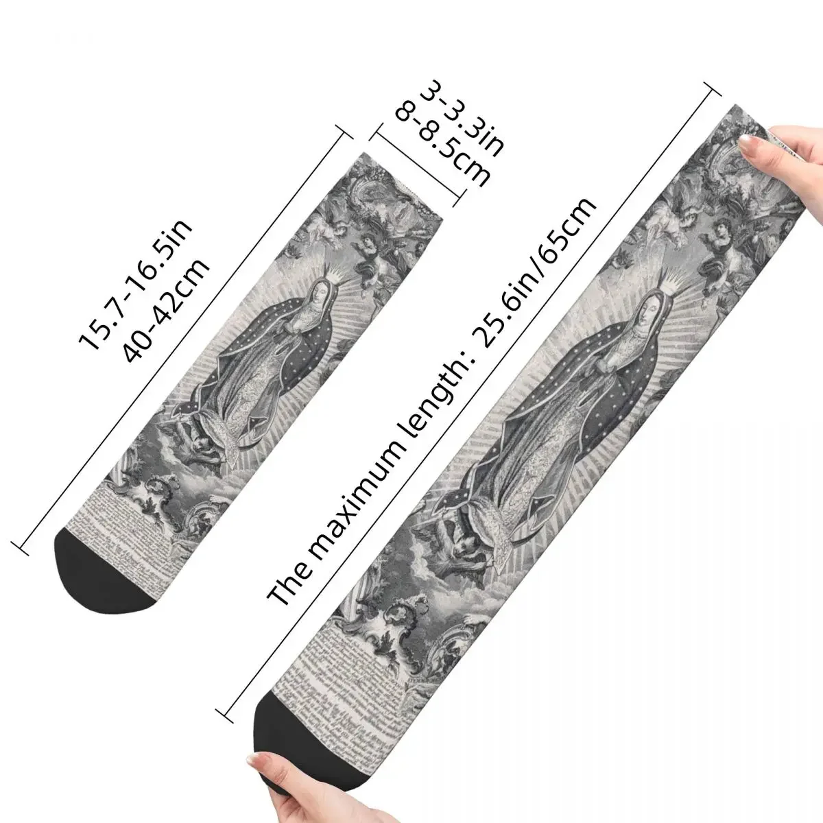 Fashion Our Lady Of Guadalupe Basketball Socks Christian Virgin Mary Polyester Long Socks for Women Men Sweat Absorbing