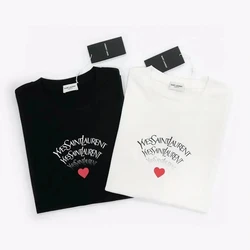 High Version Trendy Brand Summer New Casual T-shirt Letter Love Printing Short Sleeve Loose Ins Women Couple Pure Cotton C