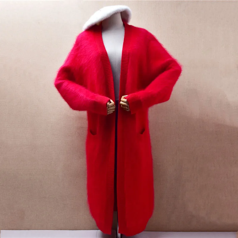 

Женский теплый вязаный кардиган-пальто из плюша и кашемира с длинными рукавами, свободного кроя, для осени и зимы