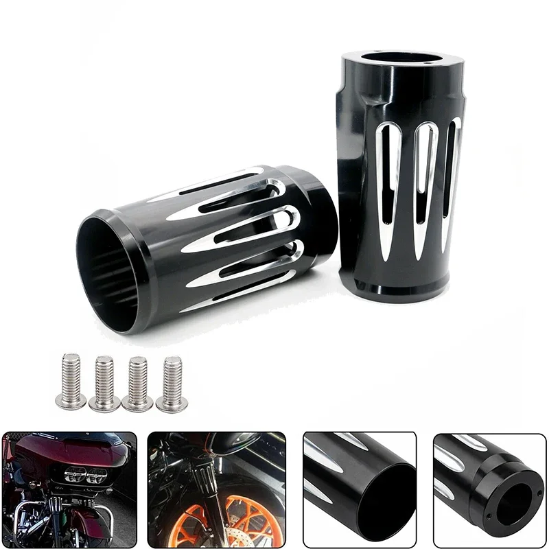 

2Pcs Motorcycle Fork Slider Cover Trim With Bolts For Harley 1984 1985-2019 2020 Touring Models Motorbike Decoration Styling