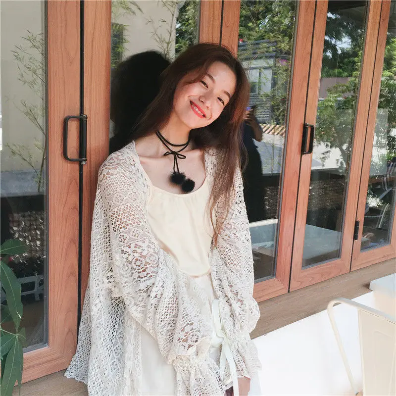 Lace Cardigan  Harajuku Coat Seet Cutting Labels Special Offer Summer Women Clothing Tops Thin Extravasation Sunscreen Jacket