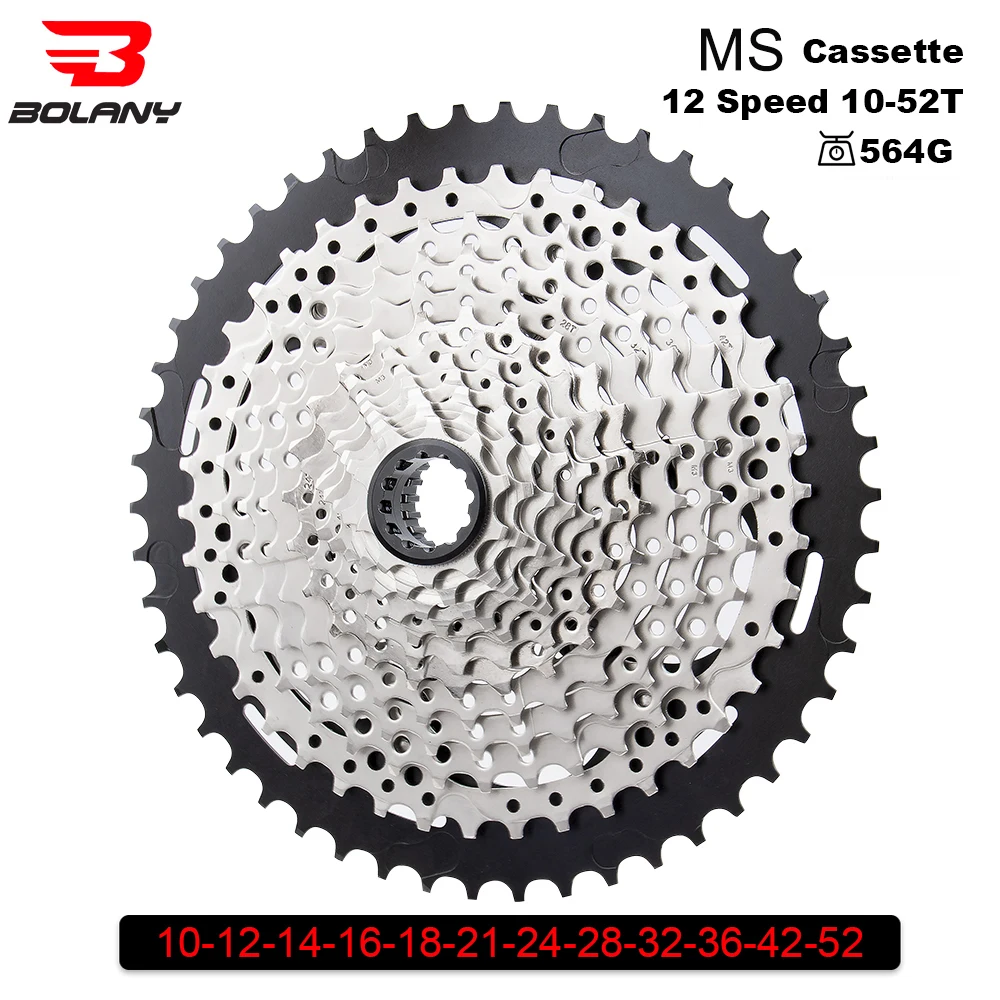 BOLANY K7 12v MS MTB Cassette Sprocket Bicycle Freewheel Cycling 10-50T 52T M6100 M7100 M8100 Fit For MS Hub Body