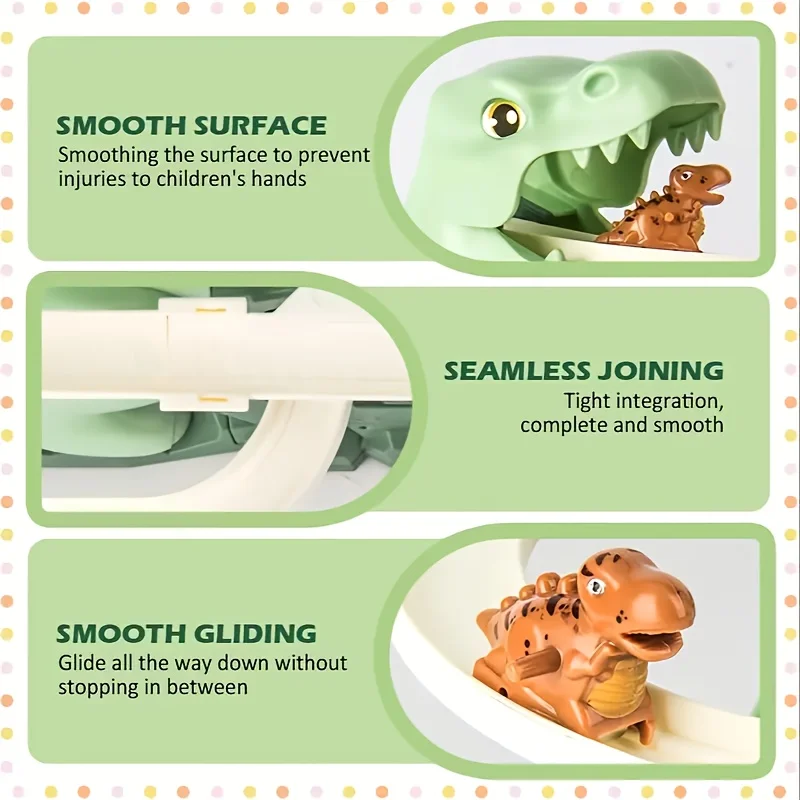 Ensemble de jouets de piste de course de dinosaures électriques pour enfants |   Jeu de voiture sur rail coulissant à assemblage amusant avec lumière et son |   Cadeaux éducatifs STEM