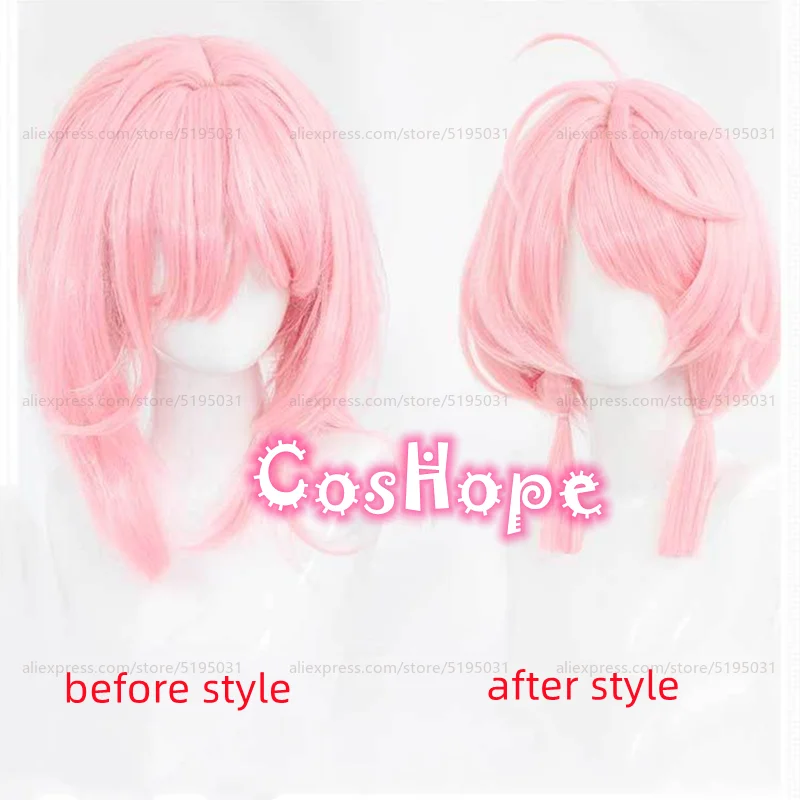 Taoqi parrucca Cosplay Unisex 40cm capelli medi lunghi parrucca rosa Cosplay Anime parrucche Cosplay parrucche sintetiche resistenti al calore