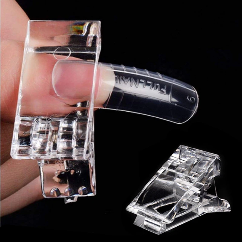 10/1pcs Nail Tips Clips Transparent Acrylic Nail Extension Fixed Clamps Quick Building Mold Nail Art UV Lamps Manicure Art Tools