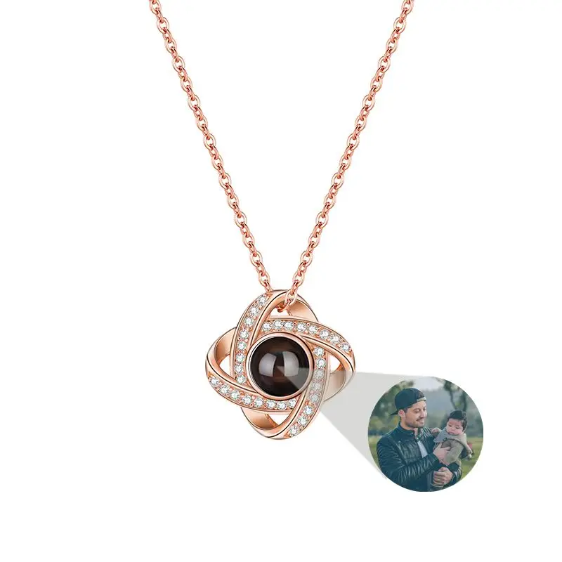 2024 New Customized Photo Projection Necklace Personalized Photo Necklace Women Pendant Necklace Memories Jewelry Birthday Gift