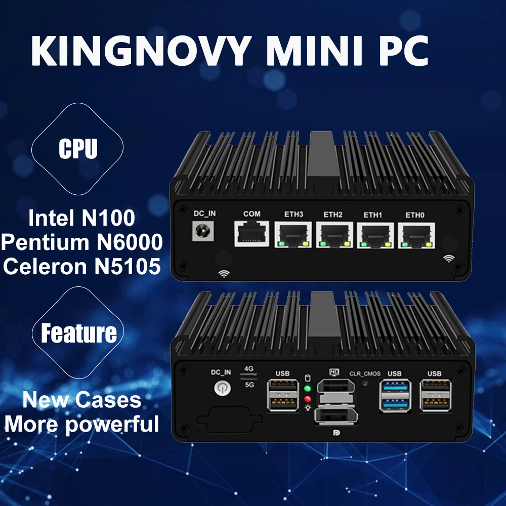 12th รุ่น Intel N100 Firewall คอมพิวเตอร์ N6000 N5105ซอฟท์เราเตอร์4x2.5กรัม i226แลน NVMe คอมพิวเตอร์ขนาดเล็กไม่มีพัดลม pfsense PVE ESXi