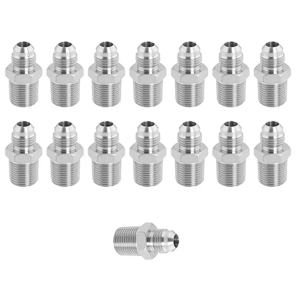 

15 шт. гидравлических адаптеров для шлангов с наружной резьбой 3/8 дюйма NPT JIC 37 ° Прямой фитинг-переходник с защитной заглушкой для обслуживания