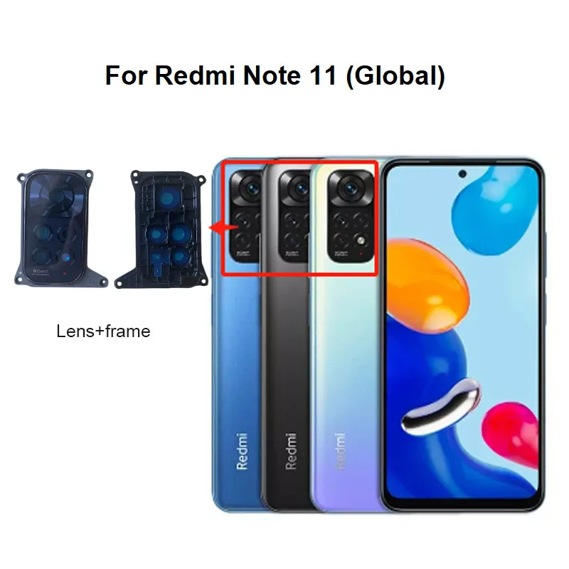 New For Xiaomi Redmi Note 11 11T 11S PRO + PLUS 4G 5G Back Camera Lens Rear Glass With Frame Cover Holder