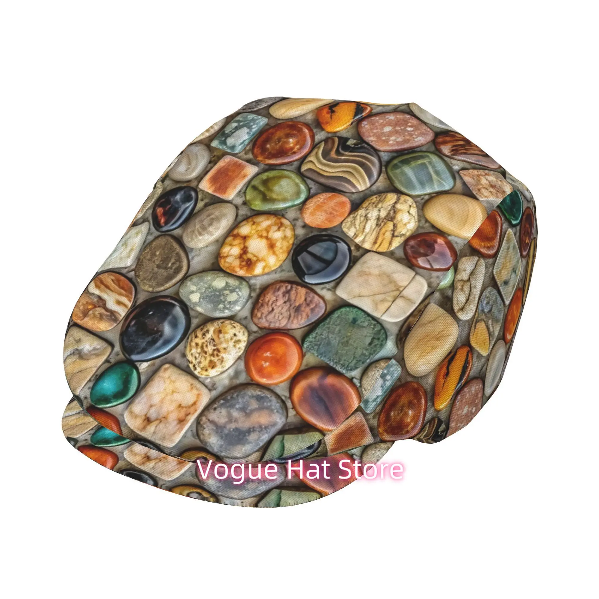 1pc Colorful Texture Stone for all-Over Printed Beret, Retro Newsboy Cap, Unisex, a Must-Have Fashion Accessory for Outdoor Leis