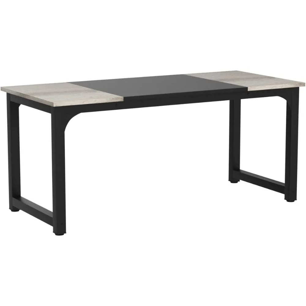 Large Modern Office Desk with Sturdy Frame, 70.8 Executive Computer Workstation for Business Environment