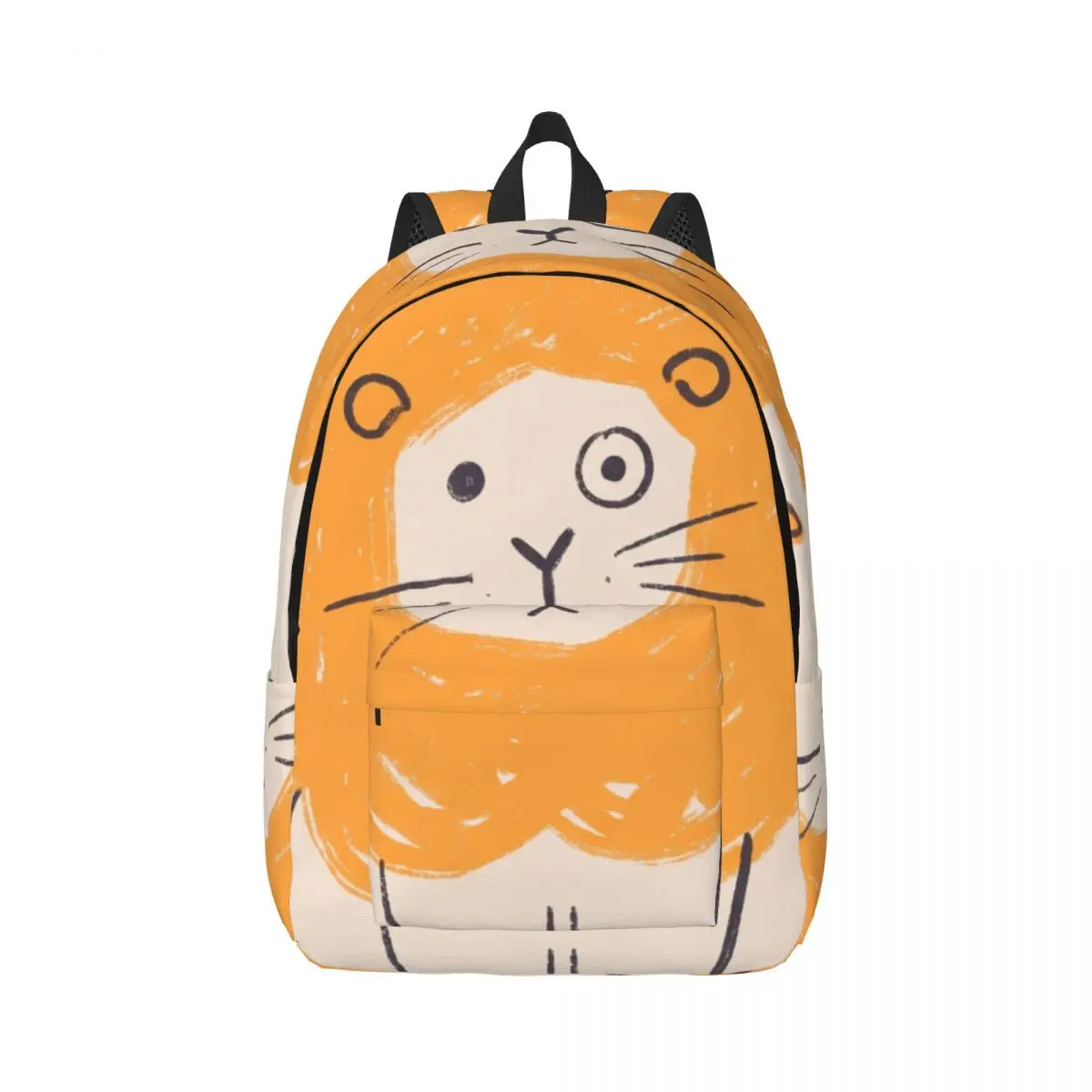 Simple Casual Backpack Center Lion Doodle Whimsical Hand Drawn Beige Orange Lightweight Laptop Bookbag for Work School Daily Men