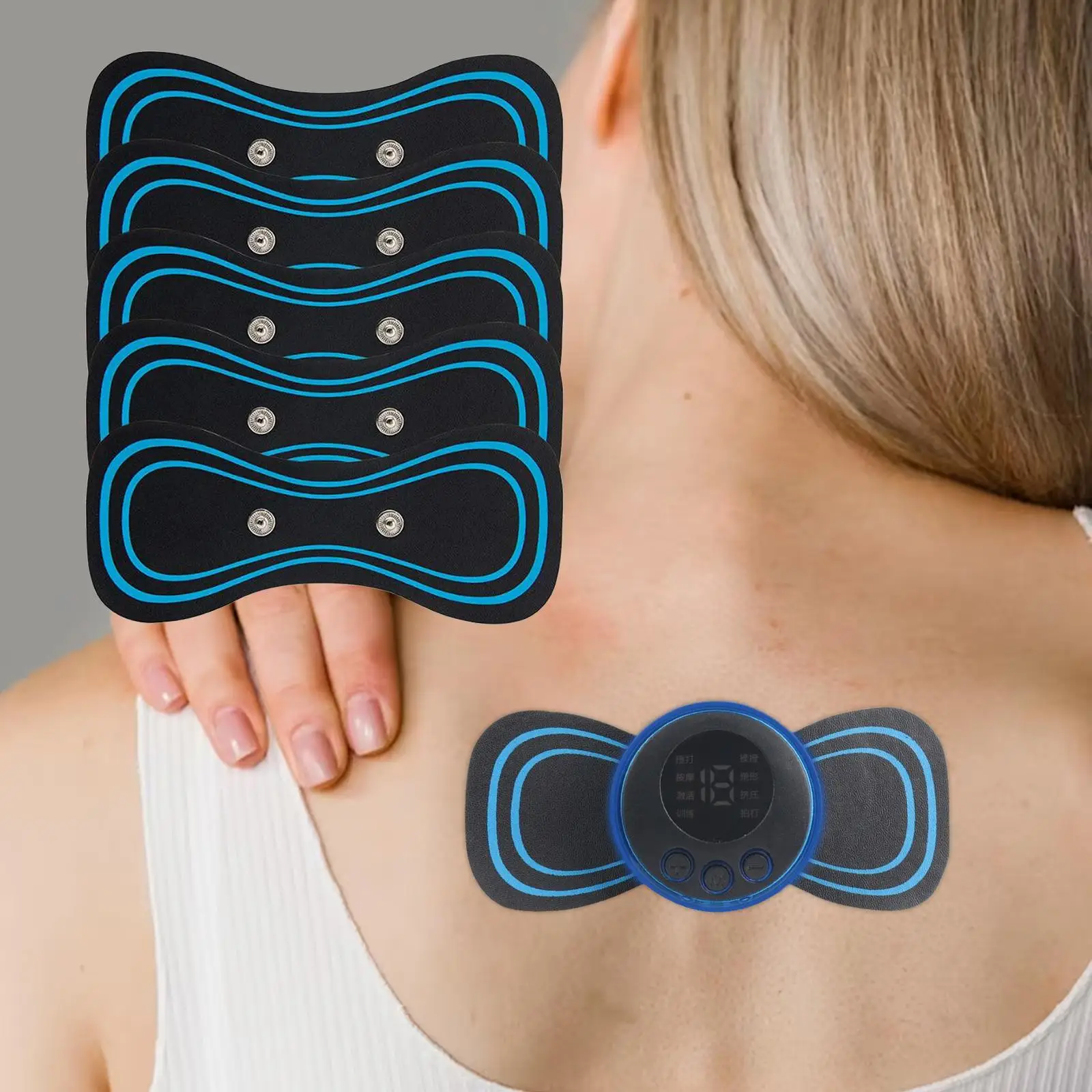Cervical Massage Patches PU Leather Neck Massager Replacement Pads Low Frequency Massage Pad for Shoulder Neck Back Relief