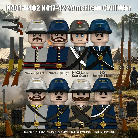 MOC American Civil War US Soldiers Figures Building Blocks Cap Sergeant Infantry Weapons Gun Troops Military Army Bricks Toys