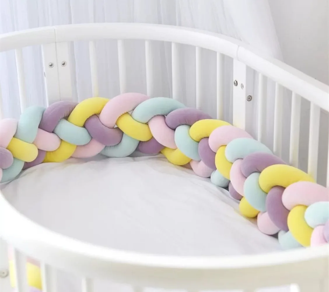 3M Baby Bed Bumper Bed Braid Knot Pillow Cushion Bumper for Infant Bebe Crib Protector Cot Bumper Room Decor