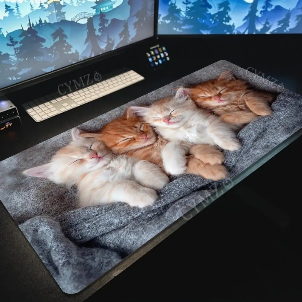 

Kawaii orange cat pattern Mouse Pad Desk Mat pc accessories anti-slip keyboard gaming mats suitable for office and games