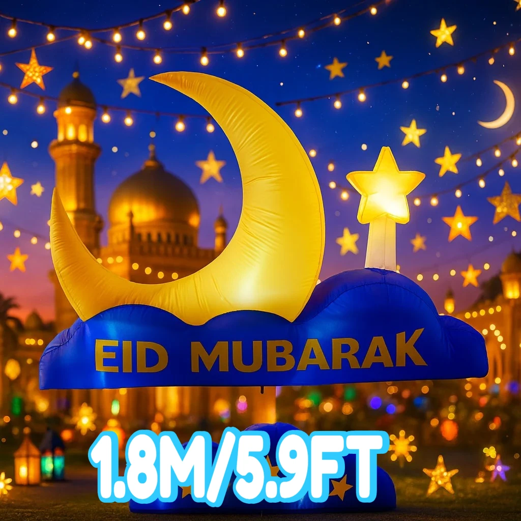 

1,8 м/5,9 фута светодиодный светильник надувная игрушка мусульманский Рамадан Ид украшение DIY лунное облако звезда двор уличный орнамент праздничный подарок