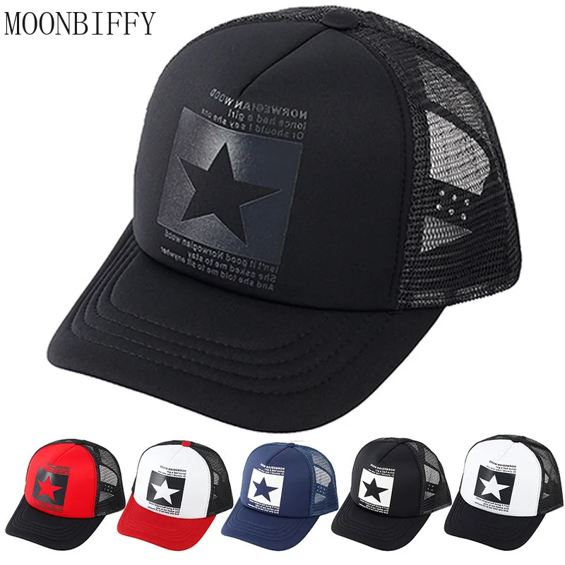 Czapka z daszkiem dla mężczyzn kobiety Hip Hop Pentagram regulowany Trucker Visor czapka przeciwsłoneczna letnia wiosna mężczyzna kobieta Mesh