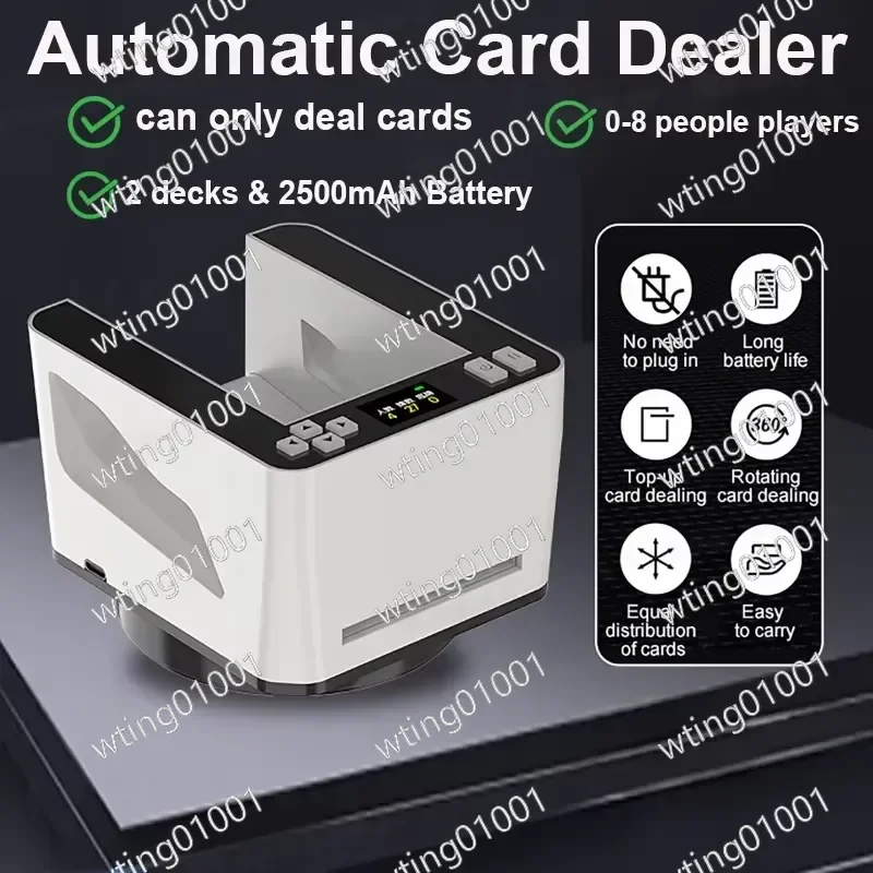 360 Rotating Automatic Card Dealing Machine 2 Decks Dealer Touch Sensitive Poker Card Dispenser Device 2500mAh for Home Party
