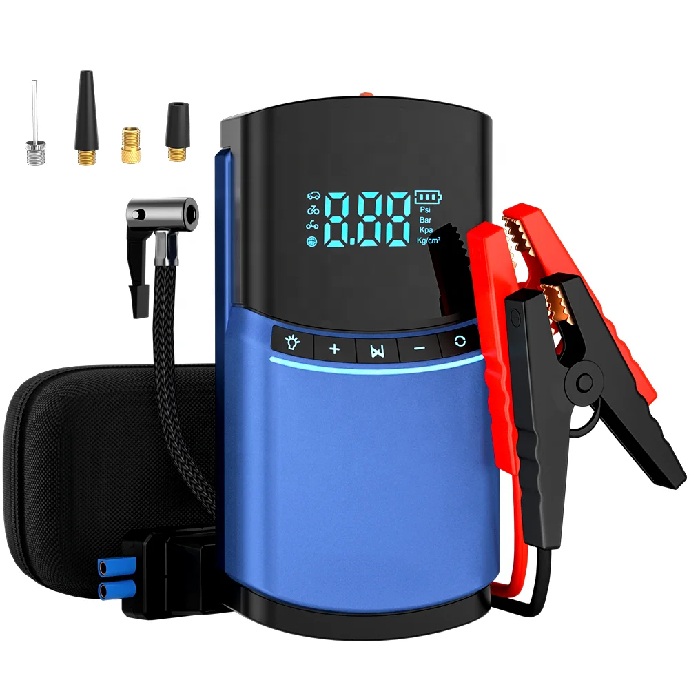 

Newest Design Car Jump Starter Tire Inflator Pump 10400MAH Peak 1500A Portable Compressor air pump