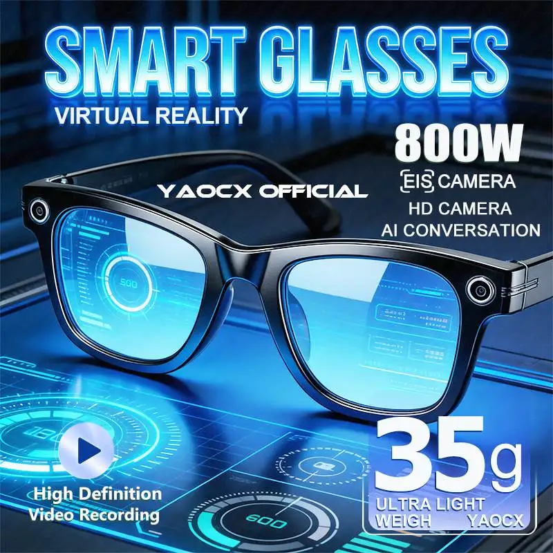 

New Smart Glasses Record Video 800W Camera Anti-Shake Take Photos Photo Recognition 3D Music Noise Reduction Bluetooth Glasses