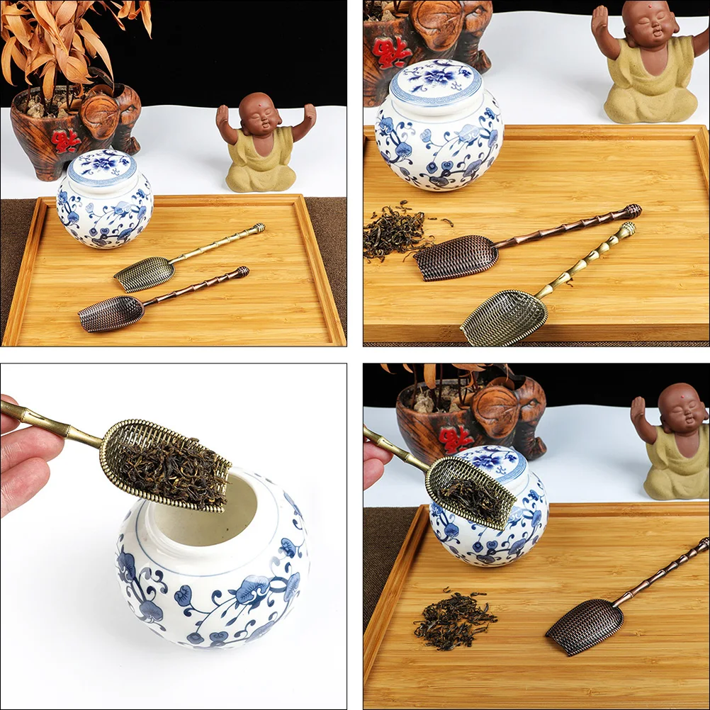 

2Pcs Set Tea Shovel Zinc Tea Spoon Scoop Alloy Loose Leaf Shovel Quality Easy Clean Store Kitchen Bar Tools