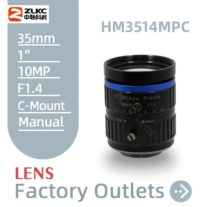 

Zoom 35mm Fixed Focal Lenth 10MP FA Lens 1" ITS Camera C-mount Distortion F1.4 Manual Iris Machine Vision Lenses MegaPixel CCTV