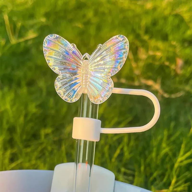 Butterfly Straw Cover Cap Multi Color 10mm Silicone Spill Stopper For Stanley Water Cup Dust Proof Heat-resistant Plug Accessory