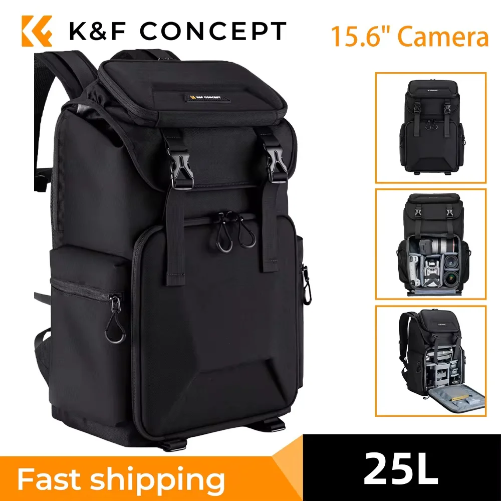 

K&F Concept Backpack Bag 25L 15.6" Camera Laptop Compartment DSLR/SLR Mirrorless Camera Case For Sony Canon Nikon Camera