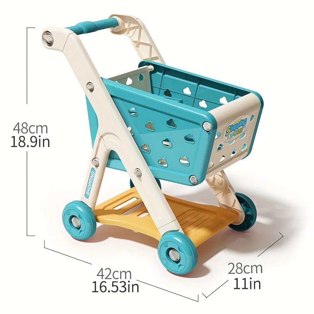 Kids Simulation Shopping Cart Toy Pretend Play Supermarket Trolley Groceries Food Early Education Toys for Boys Girls Gift view 6
