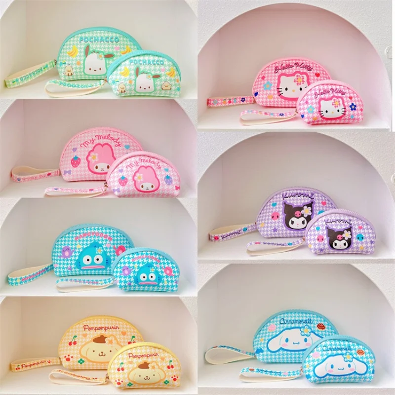سانريو مرحبا كيتي حقيبة مستحضرات تجميل ، كيرومي سينامورول حقيبة أقلام رصاص ميلودي ، محفظة عملات معدنية ، حقائب مكياج ، هدايا لعبة للفتيات ، 2-لكل عبوة