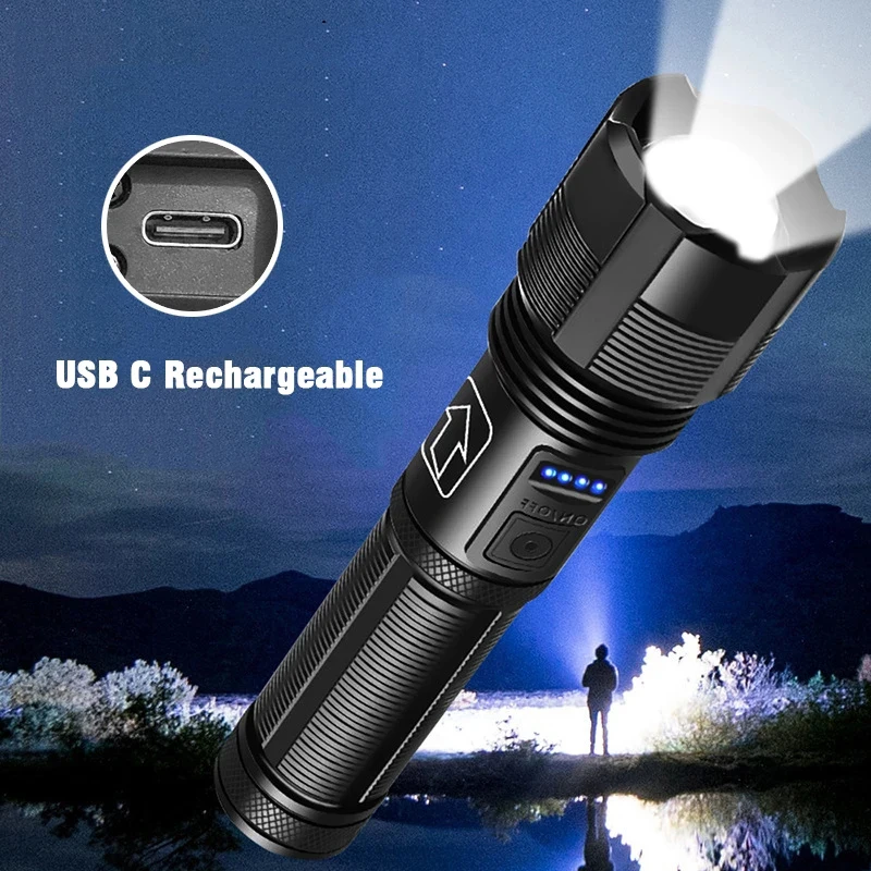 Portable 4 Core Led Flashlight Aluminum Alloy XHP70.2  XHP50.2 Usb Rechargeable Zoomable Lantern 18650 AAA Battery Hunting Torch