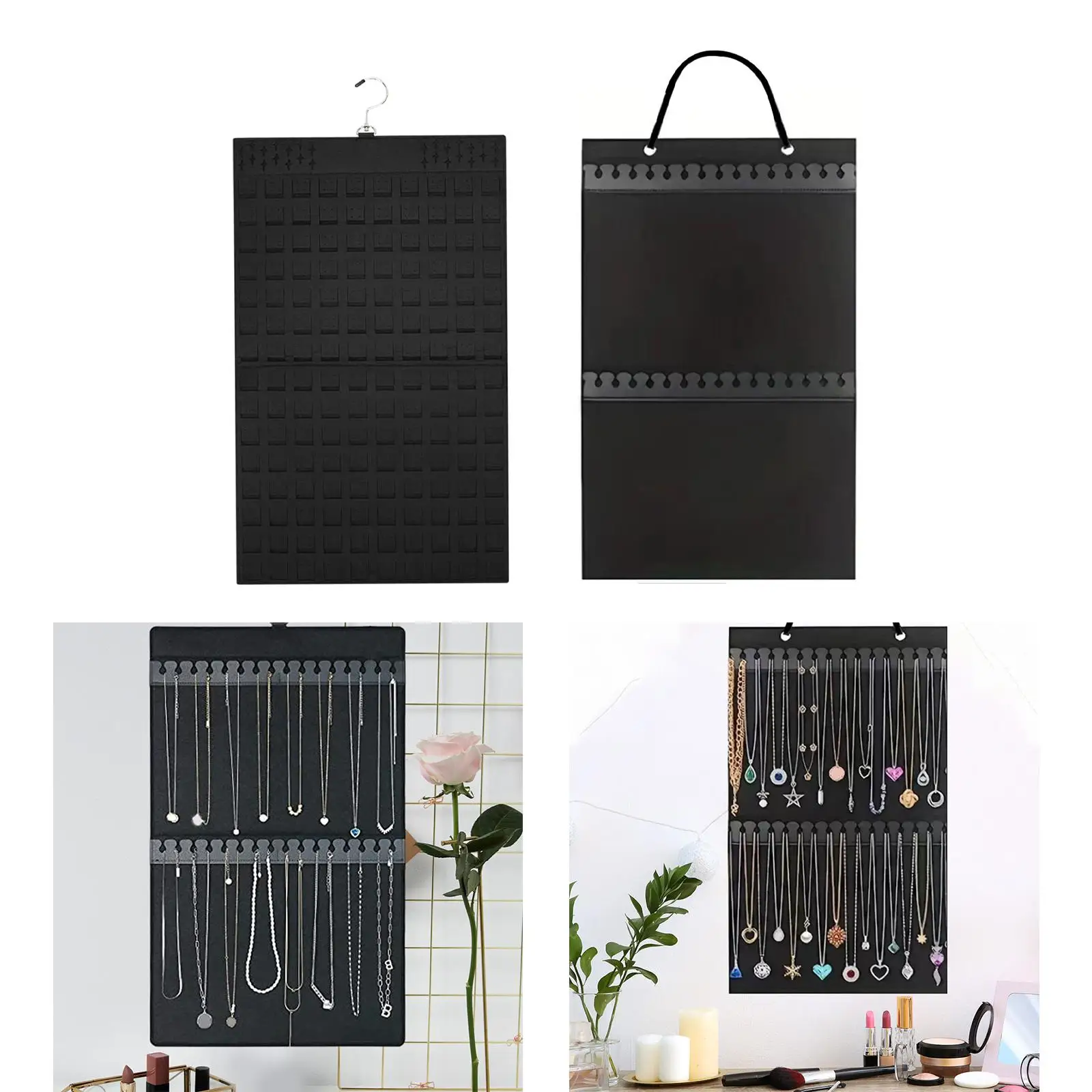 

Hanging Jewelry Organizer Soft Felt Necklace Holder for Door Showcase Closet