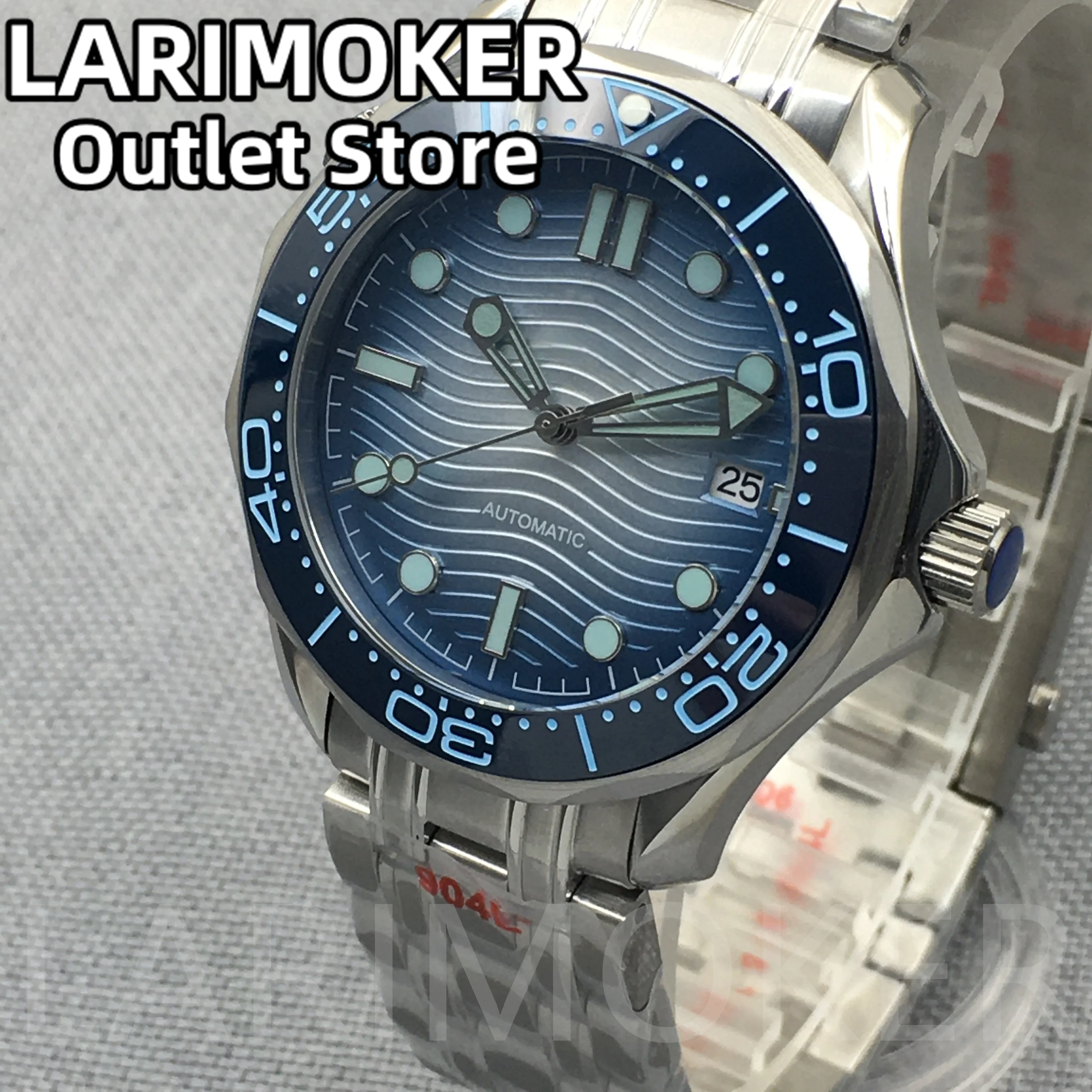 LARIMOKER 41mm Mechanical Men Watch Sapphire Glass Date Gradient  Blue Ceramic Bezel NH35 Stainless Steel 10ATM waterproof Watch