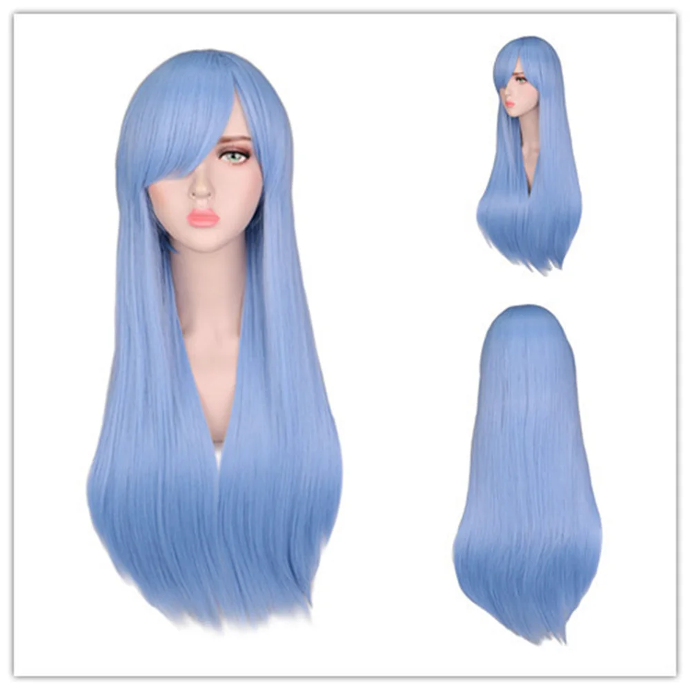 

Long Straight Light Blue Wigs For Women Cosplay Party Heat Resistant Fiber For Classic Fiction Movie Costume