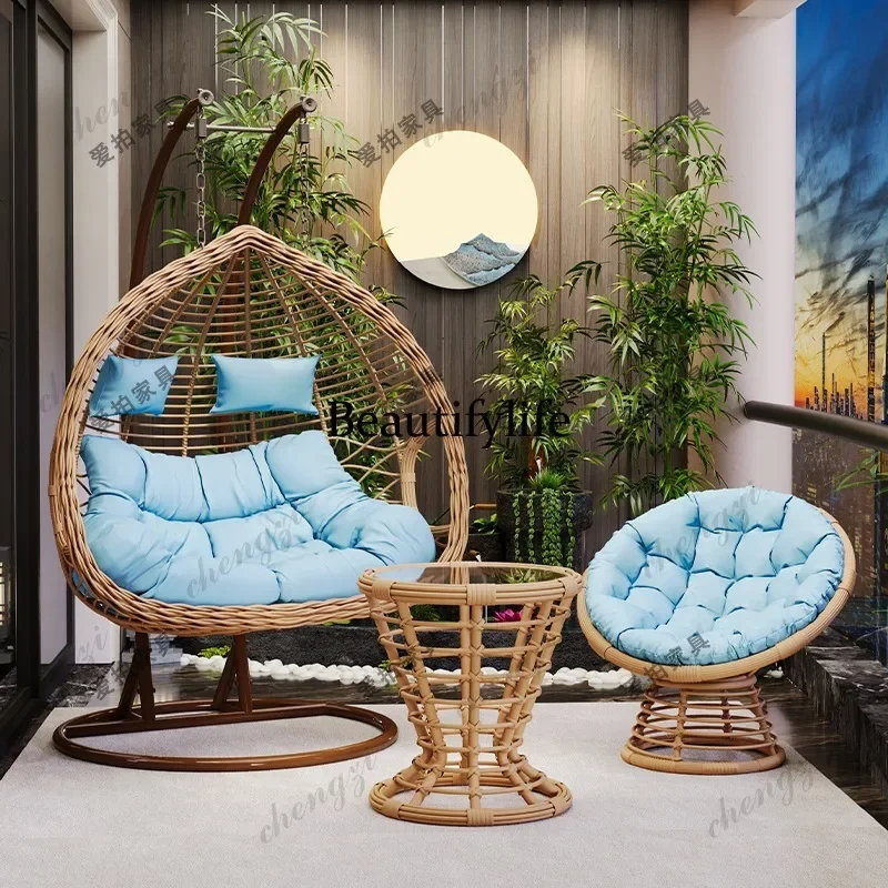 F181 Hanging Basket Rattan Chair Indoor Swing Cradle Hanging Chair Balcony Lazy Chair Outdoor Patio Swing Bedroom